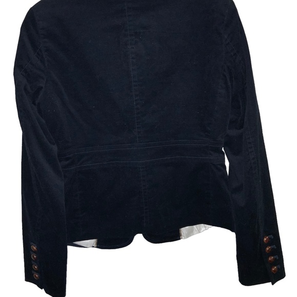 Vintage LL Bean Navy Blue Velvet Wooden Buttons Lined Blazer Size 6 Reg - Picture 3 of 3
